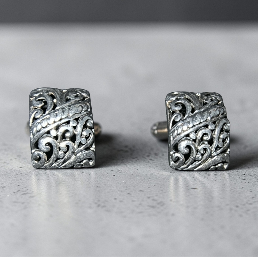 Sterling Silver Curved Openwork Scroll Post Earrings